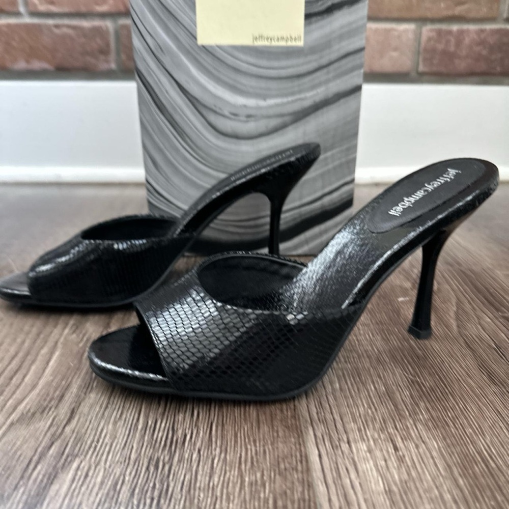 Jeffrey Campbell Black Snakeskin Heels